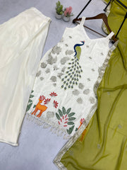 Beautiful French Crepe Embroidery Work Sharara