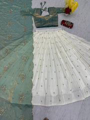 Wedding Wear Fendy Silk Thread & Sequence Work Lehenga With Stitched Blouse