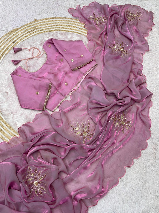 Beautiful Party-wear Soft Fendy Handwork Saree