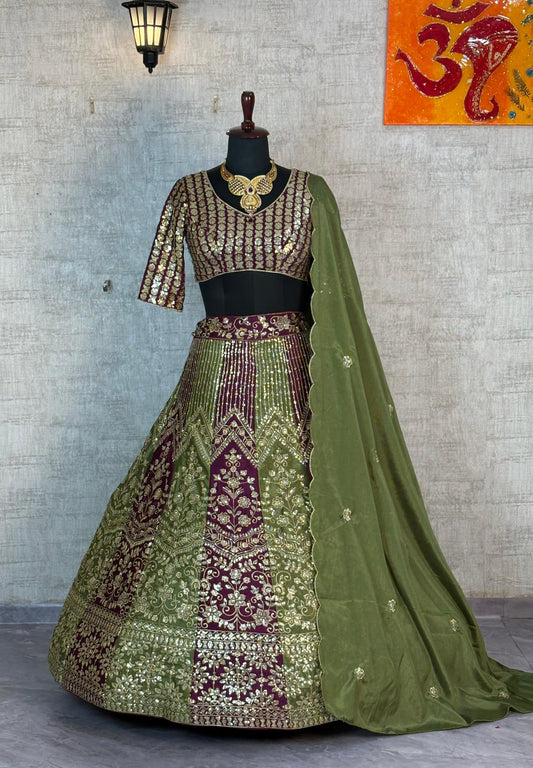 Trending Chinon Silk Embroidery Sequence Work Lehenga Choli