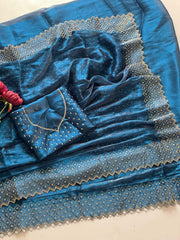 Beautiful Bollywood Zarkhan & Diamond Work Saree