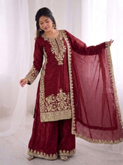 Festive Special Jimmy Silk Embroidery Coding Sequence Work Designer Suit