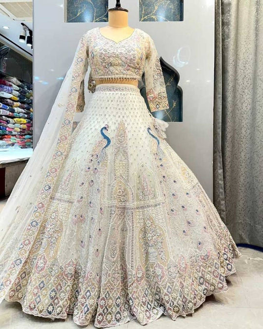 Wedding Special Soft Net Sequence Embroidery Work Lehenga Choli