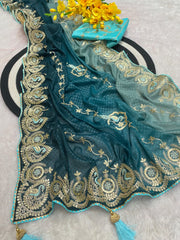 Beautiful Multi Coding Daga Embroidery Work Boder Work Saree