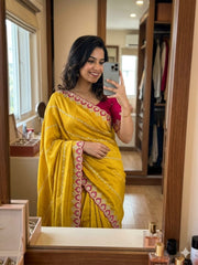 Beautiful Georgette Embroidery Work Saree