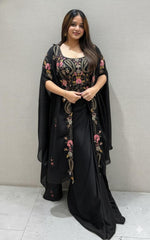 Wedding Special Rangoli Silk Sequence Embroidery Work Shrug With Dhoti