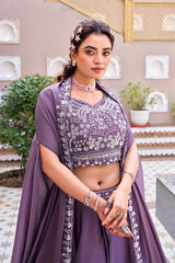 Wedding Special Rangoli Silk Embroidery Moti Beads Sequence Handwork Lehenga With Stitched Blouse