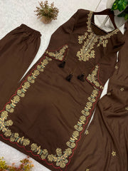 Beautiful Roman Silk Embroidery Work Suit