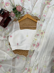 Beautiful Elegance Chiffon Thread Work Saree