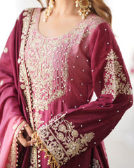 Beautiful Designer Chinon Silk Sequence With Rivet Moti Work Sharara
