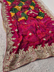 Beautiful Bandej With Traditional Foil Gotapatti Work Saree