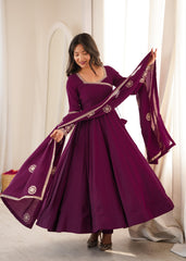 Party-wear Roman Silk Chanderi Silk Sequence Work Anarkali Gown
