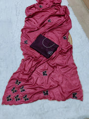 Elegance Chinon Silk With Beautiful Butterfly Butta Khatli Work Saree