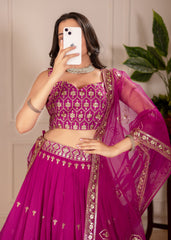 Beautiful Simmer Silk Embroidery Thread & Sequence Work Lehenga Choli