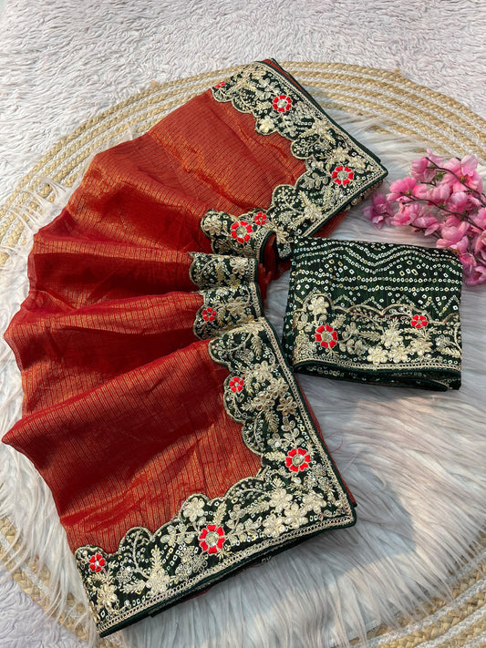 Beautiful Soft Kota Doriya Bandhej Coding Sequence Work Saree