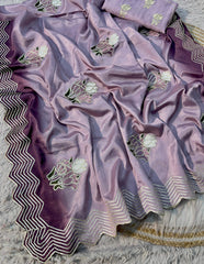 Beautiful Soft Pading Chinon Gotapatti Multi-work Saree