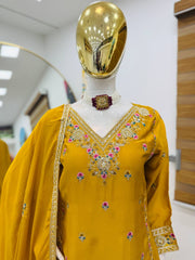 Party-wear Chinon Silk Coding Sequence Embroidery Work Sharara