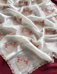 Beautiful Premium Gold Crush With Heavy Embroidery Thread Work Saree