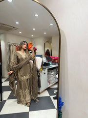 Beautiful Natural Crepe Thread With Sequence Work Suit