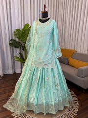 Party-wear Japan Satin Thread With Sequence Work Sharara