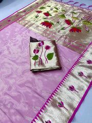 Beautiful Soft Zari Kanchivaram Tissue Paithani Silk Saree