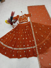 Navratri Special Georgette Embroidery Sequence Work Lehenga With Stitched Blouse