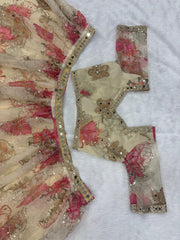 Beautiful Taby Silk Printed Embroidery Sequins Work Lehenga Choli