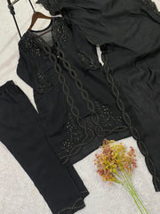 Elegant Chanderi Sequence Embroidery Work Suit