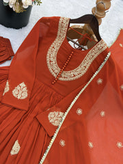 Festive Special Blooming Georgette Coding Work Gown