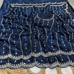 Party-wear Fendy Silk Beads With Cutwork Saree