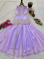 Designer Fandy Silk Embroidery Sequence Work Suit