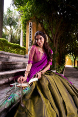 South Indian Special Kanchipuram Silk Zari Weaving Work Half Saree