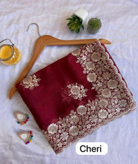 Trending Jimmy Choo Silk With Thread Embroidery Work Saree