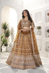 Brides Reception Special Golden Sequence & Embroidery Designer Lehenga choli