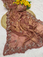 Party-wear Trending Beads Work Fendy Satin Silk Saree