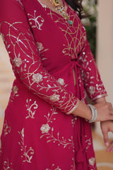 Stylish Georgette Embroidery Work Shrug & Plazzo With Choli