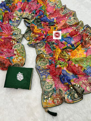 Georgette Bhandhini Pachrangi Printed Saree