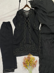 Elegant Chanderi Sequence Embroidery Work Suit