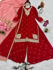 Designer Party-wear Fandy Satin Embroidery Codding &Sequence Work Suit