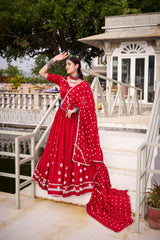 Navratri Special Chanderi Silk Bandhej Printed Lehenga Choli