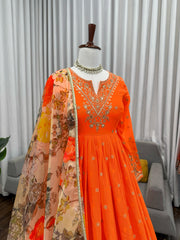 Party-wear Georgette Thread With Sequence Work Gown