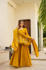 Trendy Chinon Silk Hand Patch Gota Work Sharara
