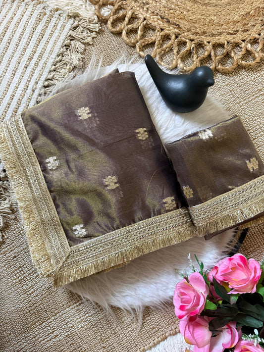 Beautiful Tussar Silk Sabhay Sachi Inspired Lace Border Work Saree