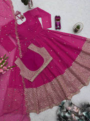 Designer Party Were Georgette Printed Work Gown