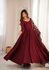Upcoming Festivities Special Roman Chanderi Silk Big Flair Anarkali Gown