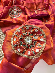 Magic Soft Fendy Silk With Khatli Handwork Butta Designer Saree