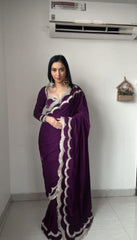 Beautiful Velvet Ready To Wear Saree