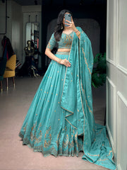 Royal Perfect Blend Georgette Zari Sequence Resham Embroidery Work Lehenga Choli
