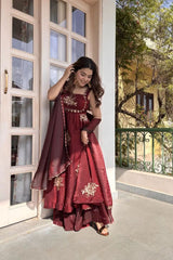 Elegant Fendy Silk Thread Sequence Work Gown