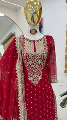 Beautiful Georgette Embroidery Sequence Work Suit